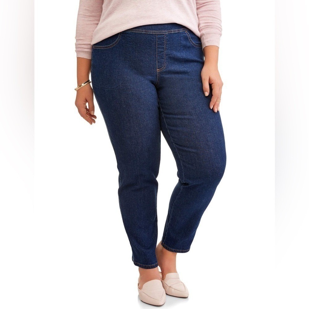 Terra & Sky Blue Plus Mid-Rise Fitted Through the Hip/Thigh Stretch Jeggings NWT